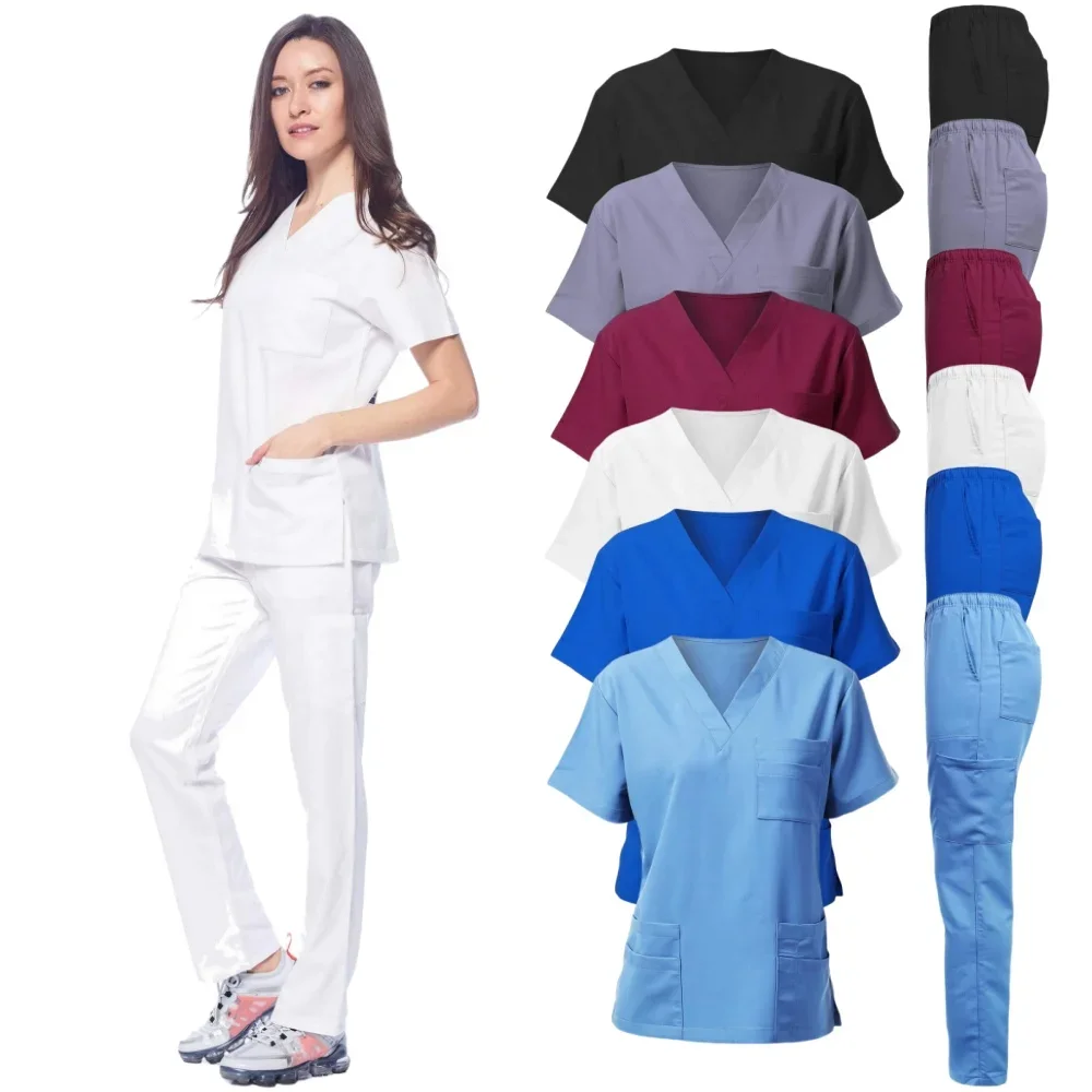 2025 Nurses T Shirt Women Doctor Blouse Set of Surgical Jogger Nursing Scrubs Joggers Set New Pet Grooming Suit Scrubs Uniform