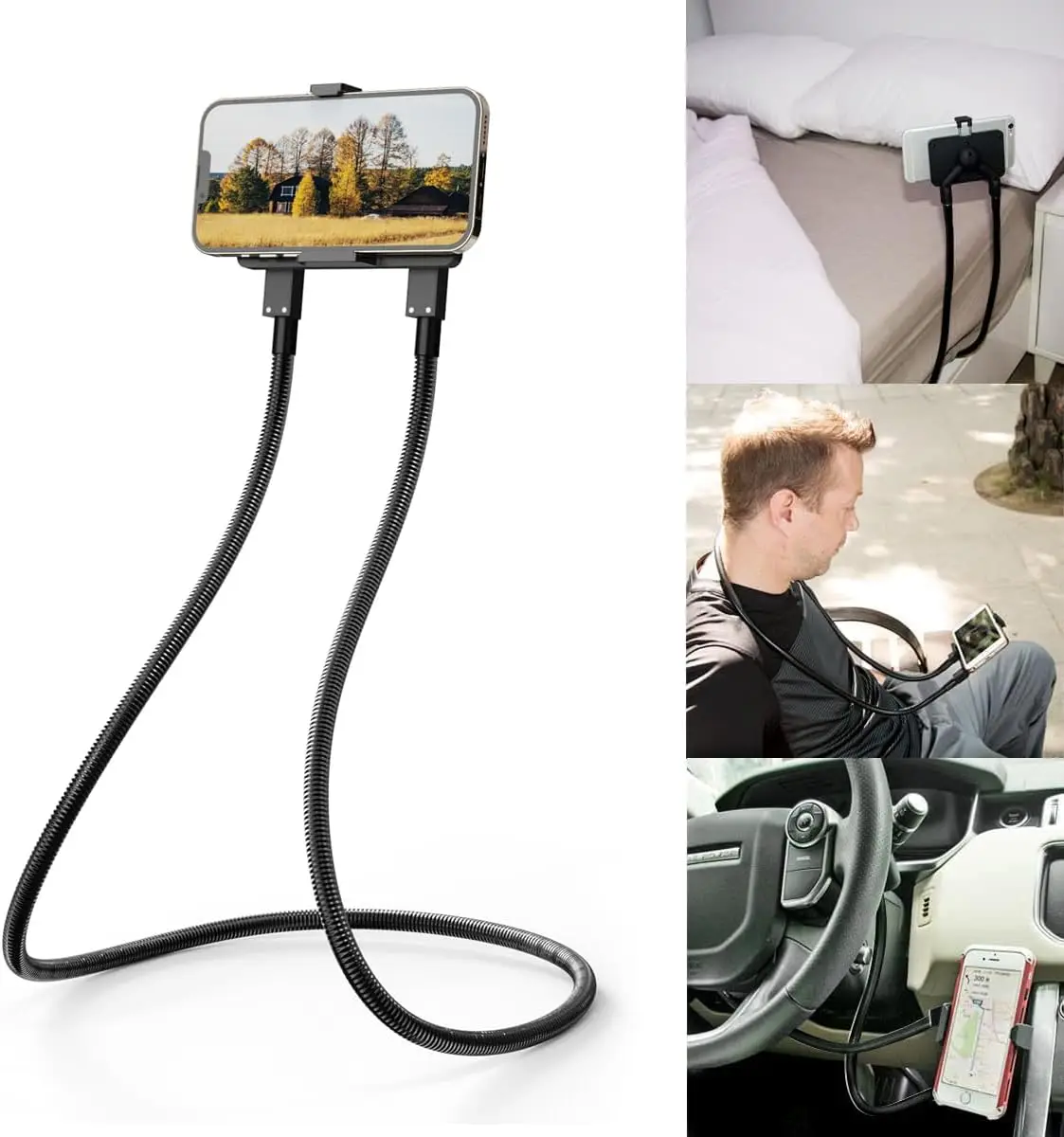 

Universal Flexible Phone Stand with Multiple Functions, DIY Lazy Bracket Holder for Mobile Devices (Black)