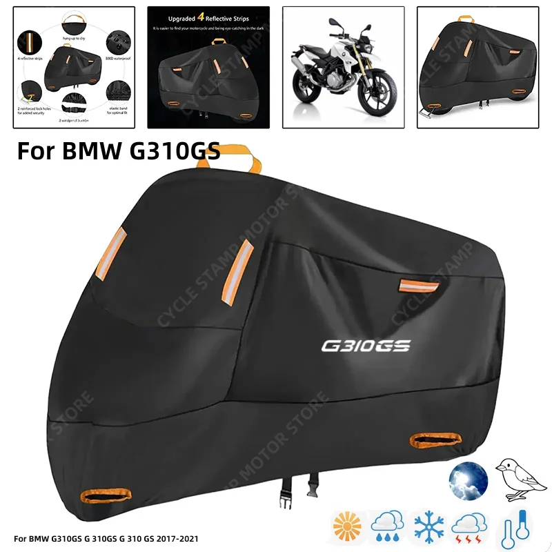 

Waterproof Motorcycle Cover For BMW G310GS G 310GS G 310 GS 2017-2021 Outdoor Protection Against Rain Dust Debris Weather 210D