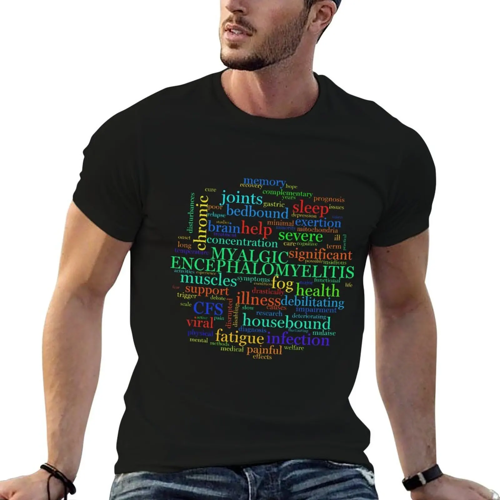 

ME/CFS Wordcloud (Colour1) T-Shirt t shirts for man cotton soft man t shirt luxury T-Shirt