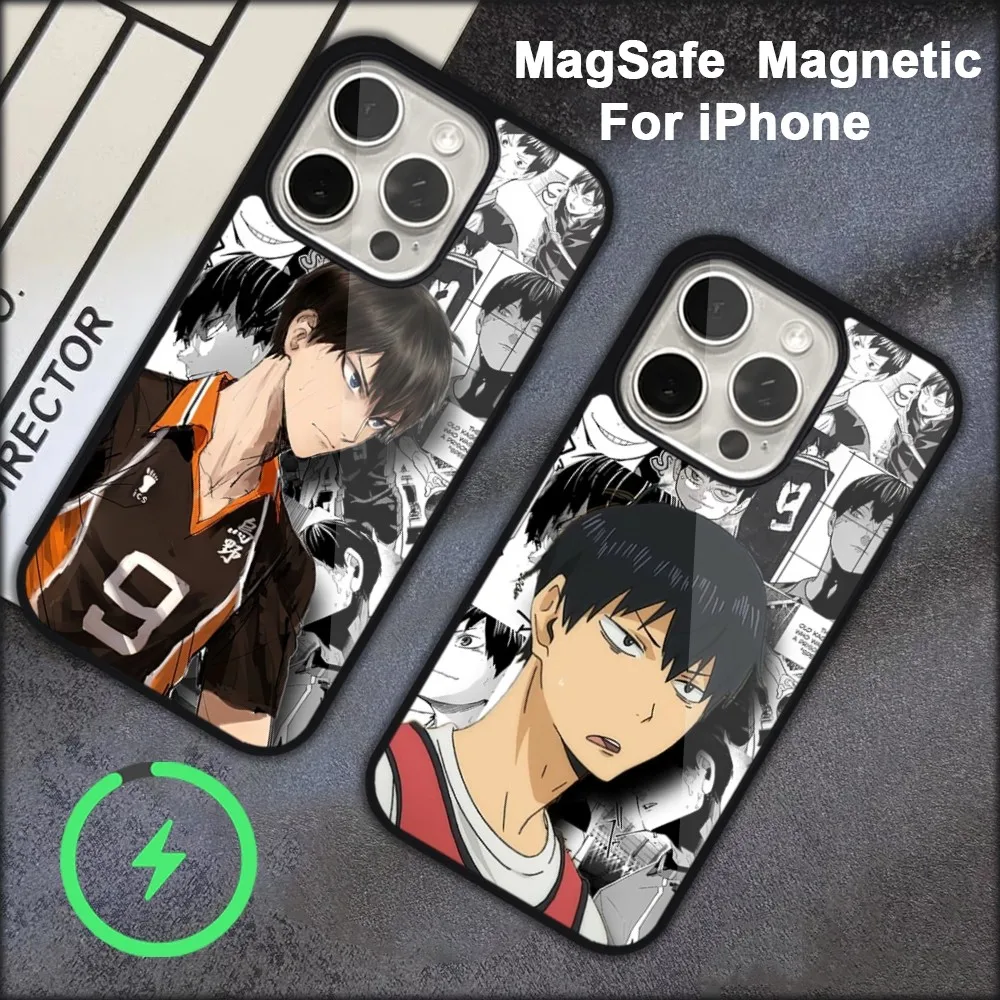 Haikyuu Tobio Kageyama Handyhülle für iPhone 15 14 13 12 11 Pro Max Plus Magsafe Schwarz Soft Cover