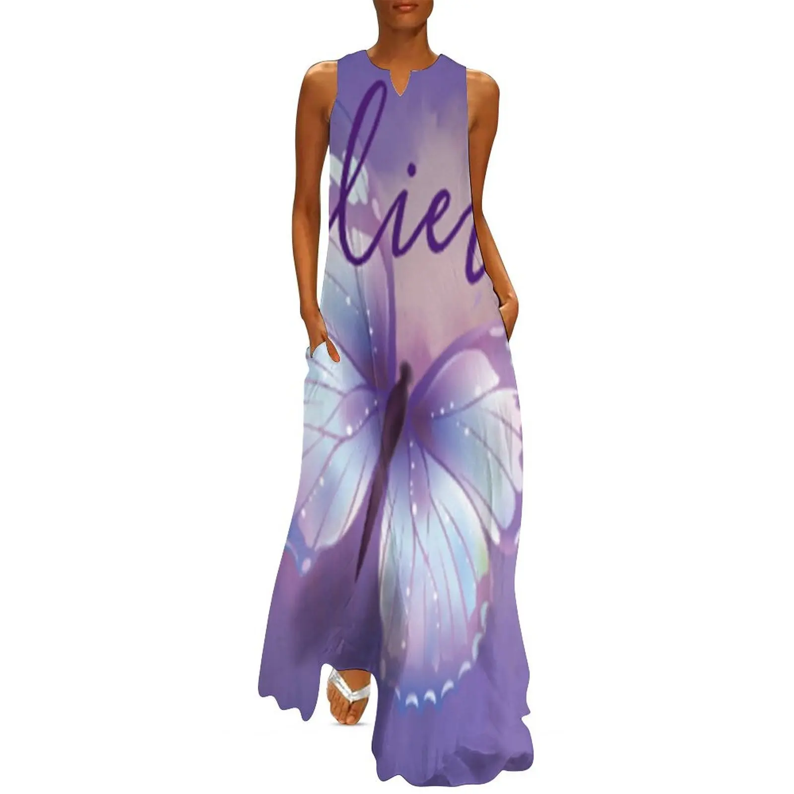 Believe ~ Purple Pastel Butterfly Long Dress women's summer dress 2025 summer dress Women's summer long