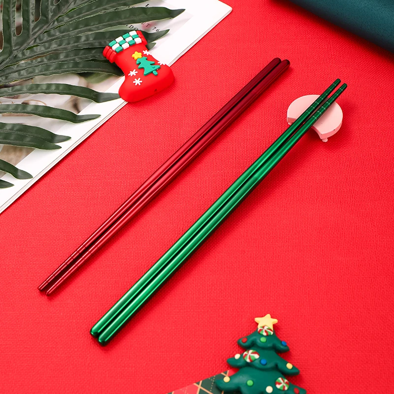 Stainless steel Chinese Chopsticks Sushi Sticks Reusable Japanese Chopsticks Healthy Tableware Food Chopsticks Christmas Gifts
