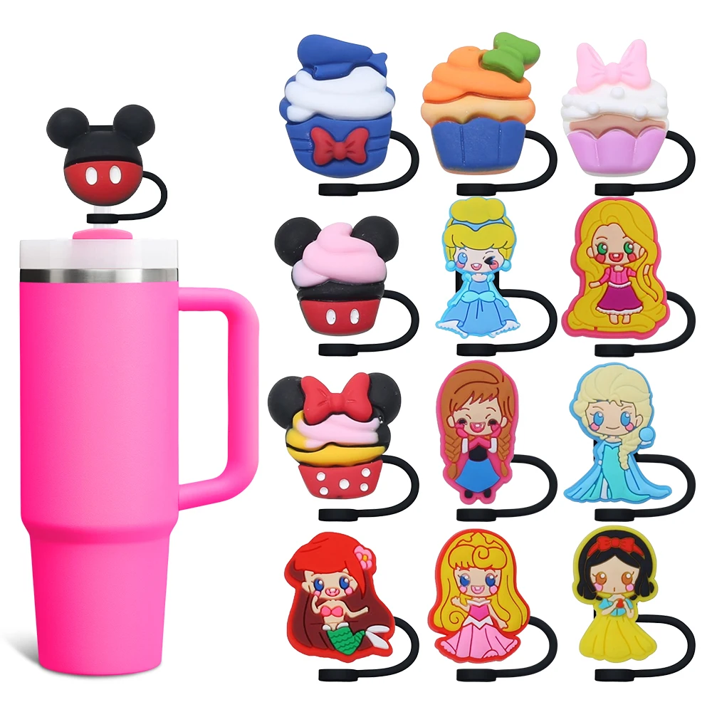 Icecream Princess Straw Cover Cap Cartoon 8-10MM Silicone Straw Plug Splash Proof Drinking Cup Charms Pendent Home Party Gift