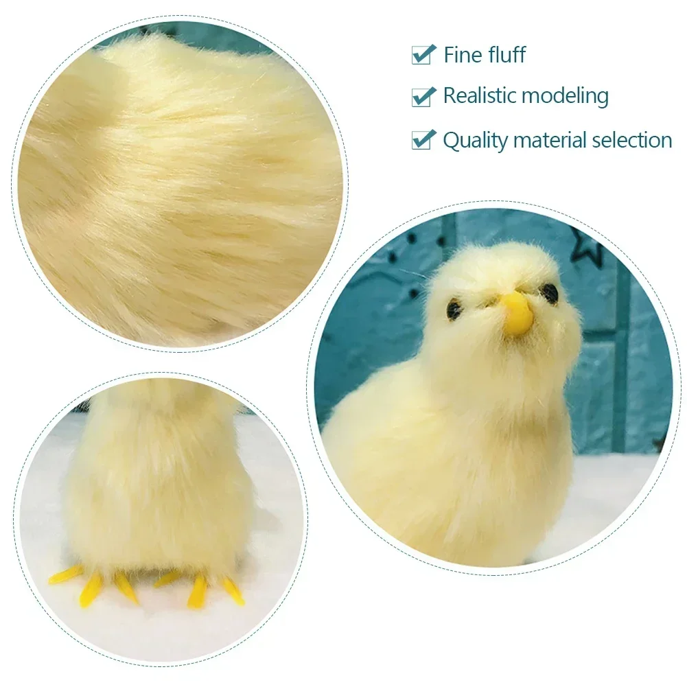 Home Room Decor Simulation Chick Plush Toy Children Cognition Chicken Model Figurine Realistic Furry Animal Doll Easter Gift