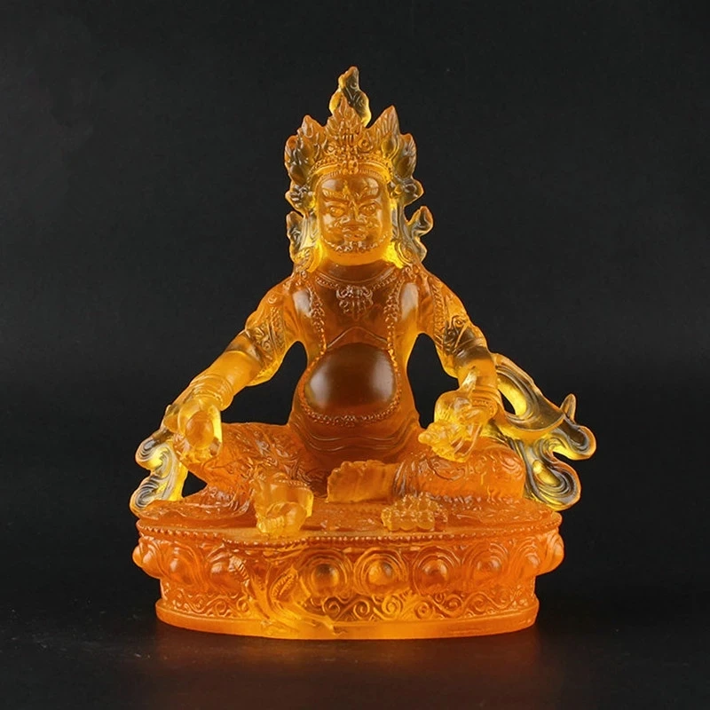 14.5cm Yellow Resin Tibetan Buddhist Tranic Suppliers Jambhala/Tsanbala Temple/Home/Office Decorate Statue Cratfs