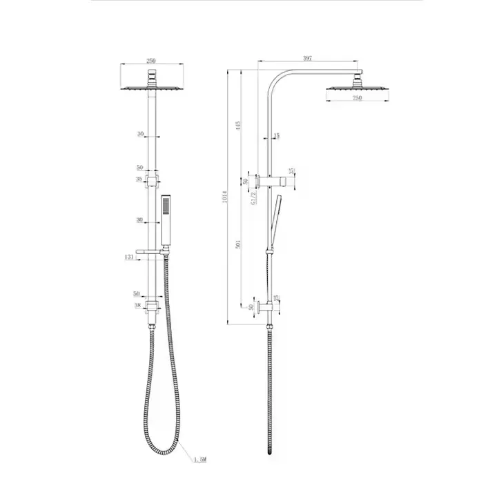 Watermark Shower mixer Australian Standard Matt Black in-wall shower complete shower set