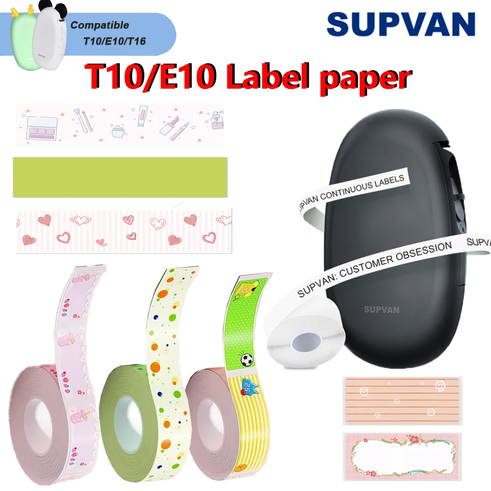 Supvan Continuous Label Printer Paper 15mm*6m Waterproof Anti-Oil Price Tape Scratch-Resistant Label Compatible T10/E10/16
