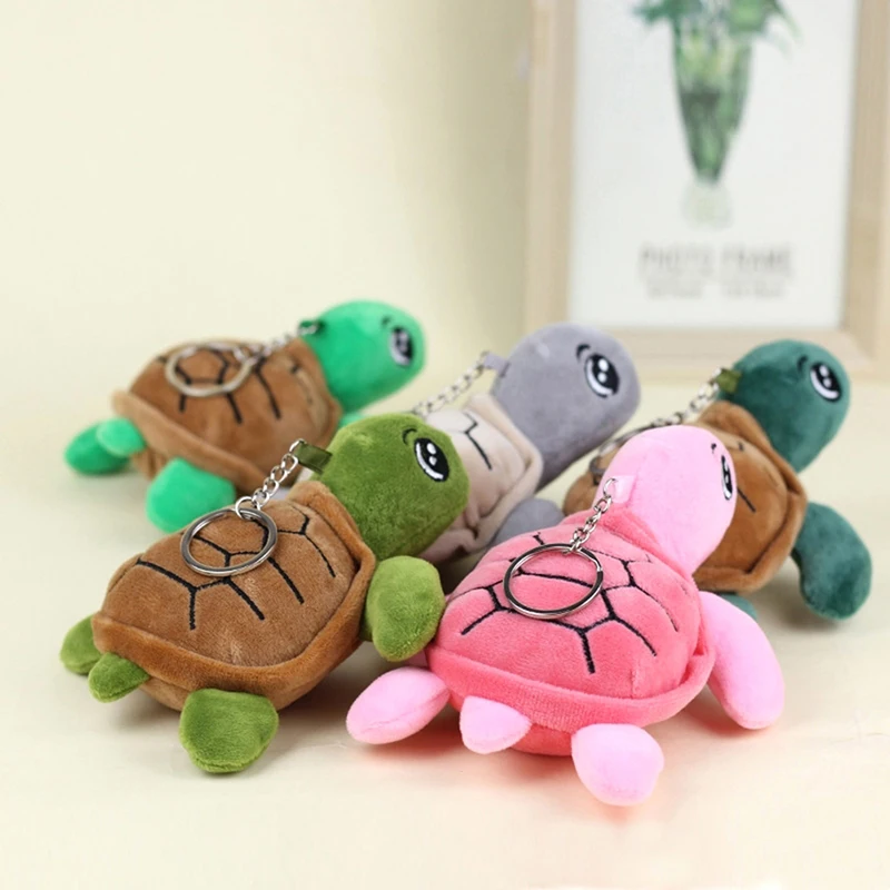 Cartoon Turtle Marine Animal Pendant Soft Stuffed Doll Keychain Backpack Car Bag Key Ring Decor Kid Gift Tortoise Plush Toy