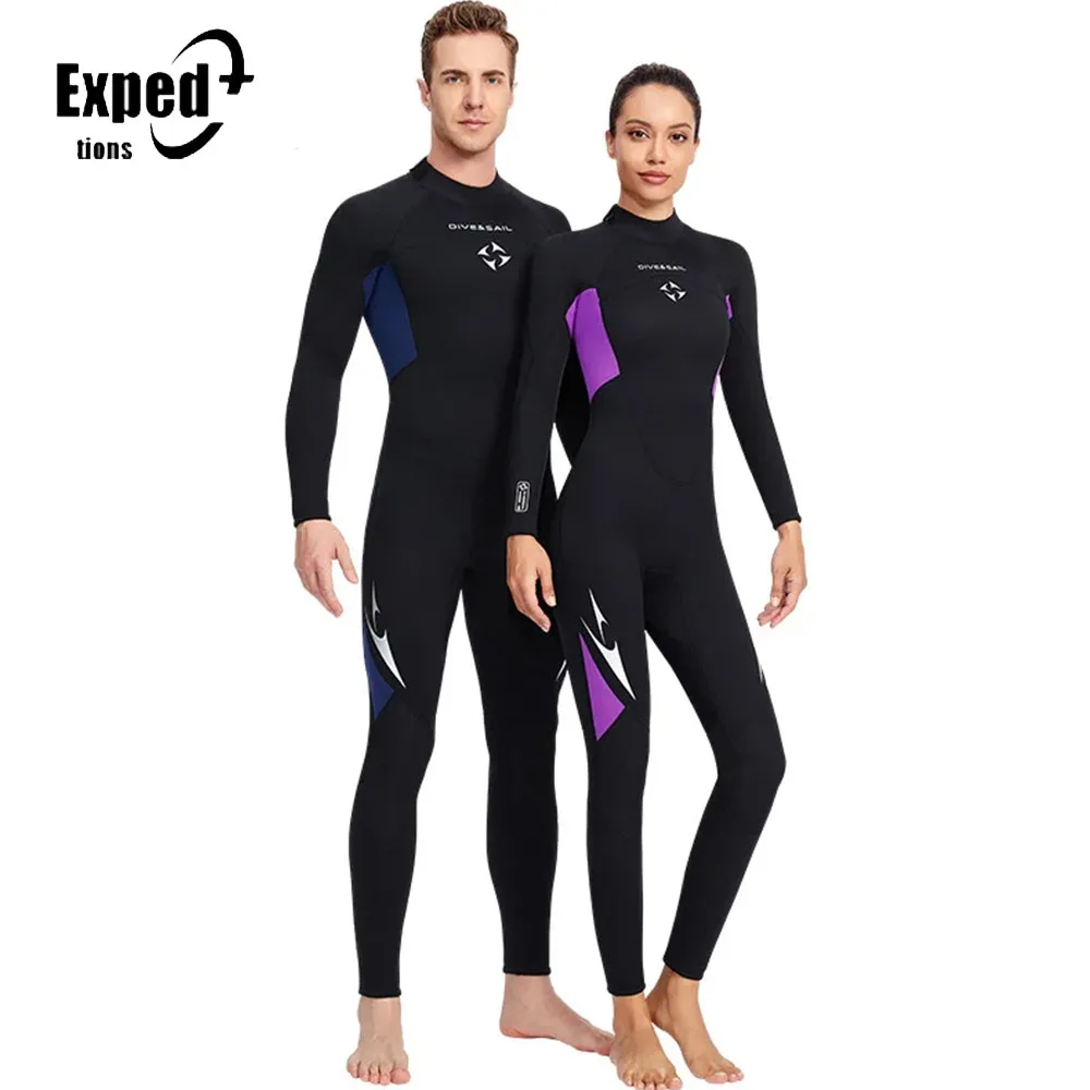 

Female Surfing Winter Swimming Wetsuit Men And Women Wetsuit Waterproof 3MM Thickened Warmth One-piece Diving