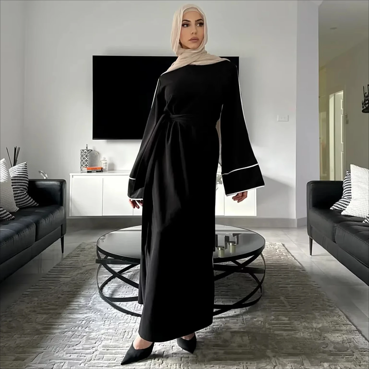 Ramadan Eid ปิด Abaya หรูหราดูไบมุสลิมธรรมดา Abayas สําหรับผู้หญิงเสื้อผ้าอิสลามตุรกี Kaftan Hijab Robe Vestidos