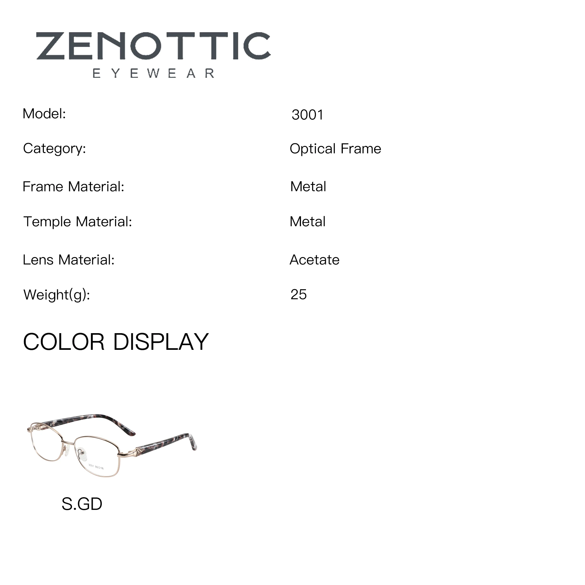 ZENOTTIC M Size Metal Women's Cat Eye Minus Diopter Prescription Glasses Anti Blue Light Myopia Optical Corrective Eyewear