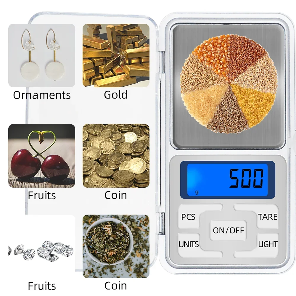 100g/200g/300g/500g/1000g 0.01g /0.1g Mini Digital Scale Electronic Balance LCD Display Jewelry Kitchen Weighing with Backlight