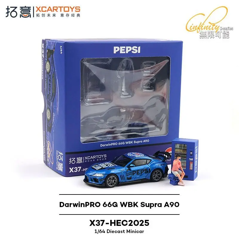 xcartoys-1-64-toyota-supra-darwinpro-66gwbk-supra-a90-pepsi-cola-diecast-car-model-non-remote-control-toy-vehicle-ornament