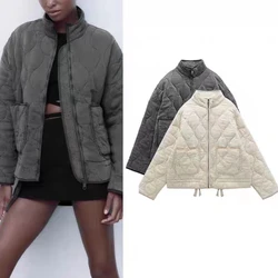 Women's Jacket Winter Vintage Loose Pockets Cotton Padded Coat Fashion Autumn Parkas Female Outerwear Streetwear Casual Tops