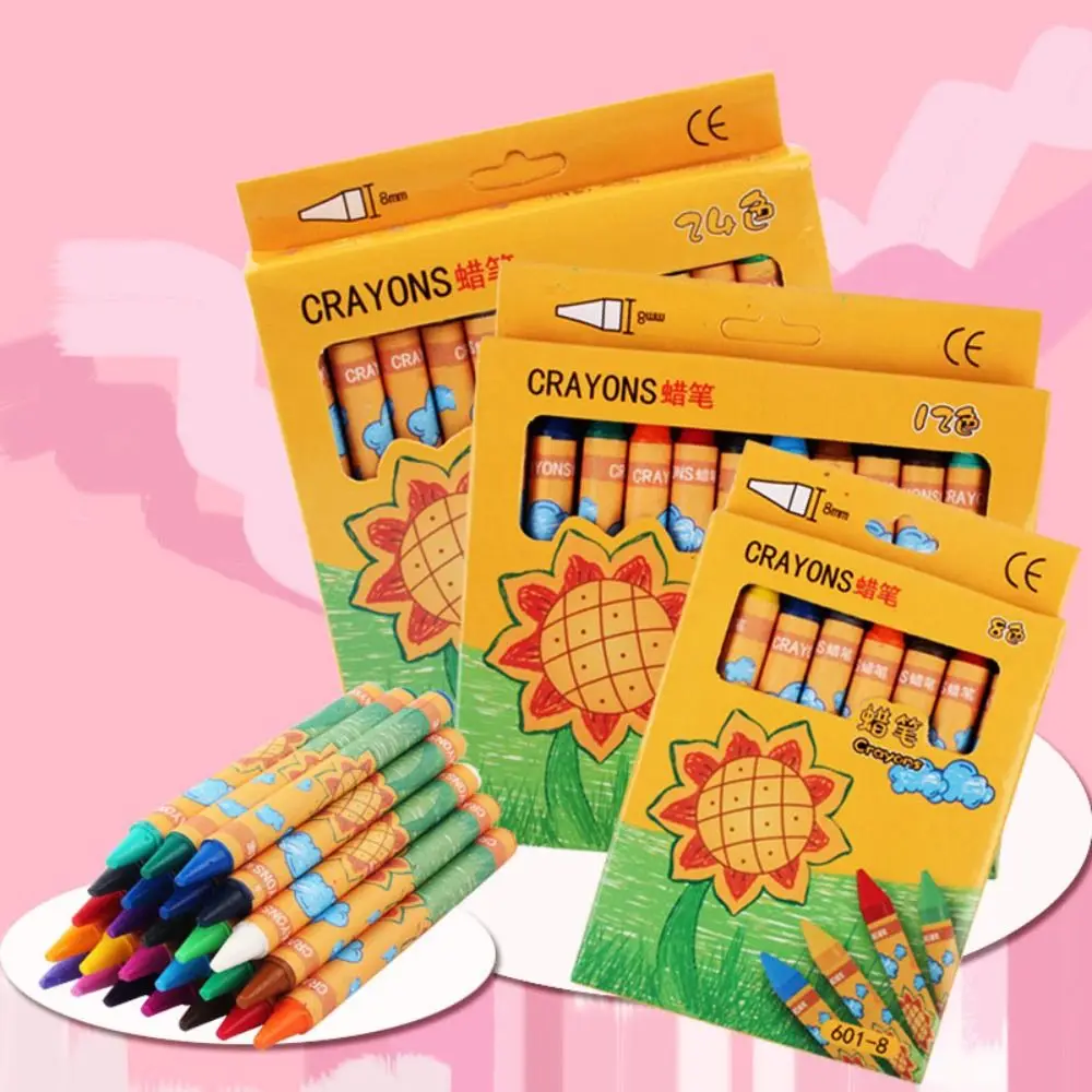 Creative 8 Colors/12 Colors/24 Colors Crayon Do Not Dirty Hands Washable Colored Crayon Stationery Wax Pencil Students