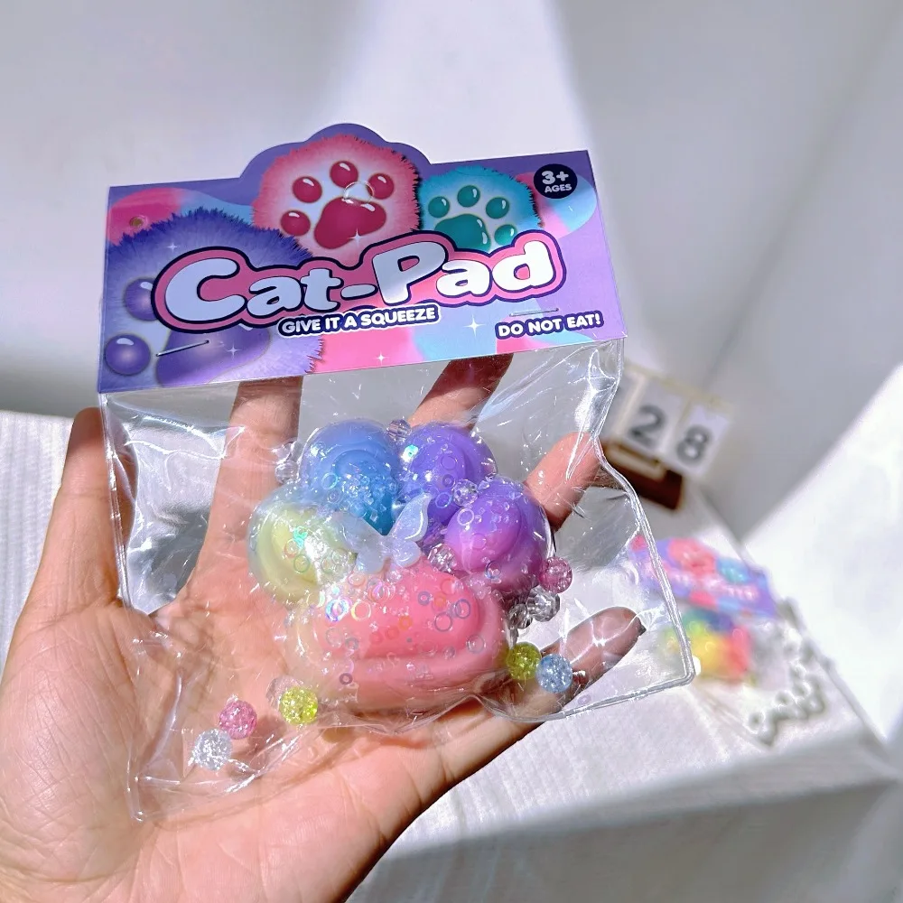 Novedad suave pata de gato apretar TPR silicona dibujos animados Fidget lindo 3D pata de gato pellizco niños