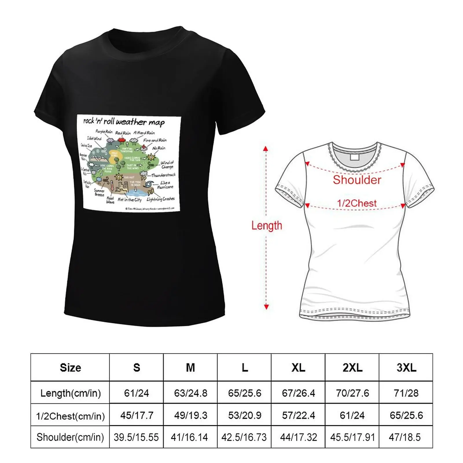 rock 'n' roll weather map T-Shirt Short sleeve tee summer clothes aesthetic clothes anime t-shirts for Women cotton