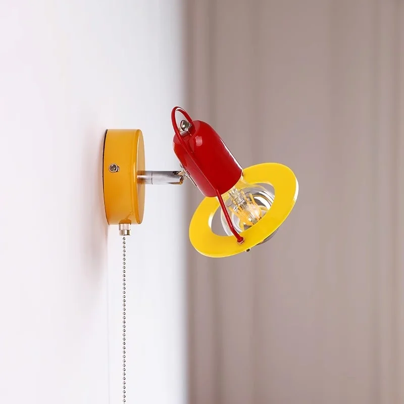 Colorful Memphis Swing Wall Light Nordic Children's Fun Bedroom Bedlight Dopamine Children's Room Wall Light