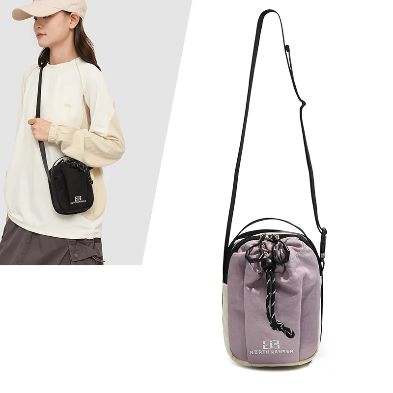 ใหม่กระเป๋าโทรศัพท์มือถือมัลติฟังก์ชั่น,กระเป๋ากีฬาแบบพกพา,กระเป๋าสะพายข้างสองชั้นกลางแจ้ง,กระเป๋าใส่ขวดน้ำปากแบบมีเชือกรูด