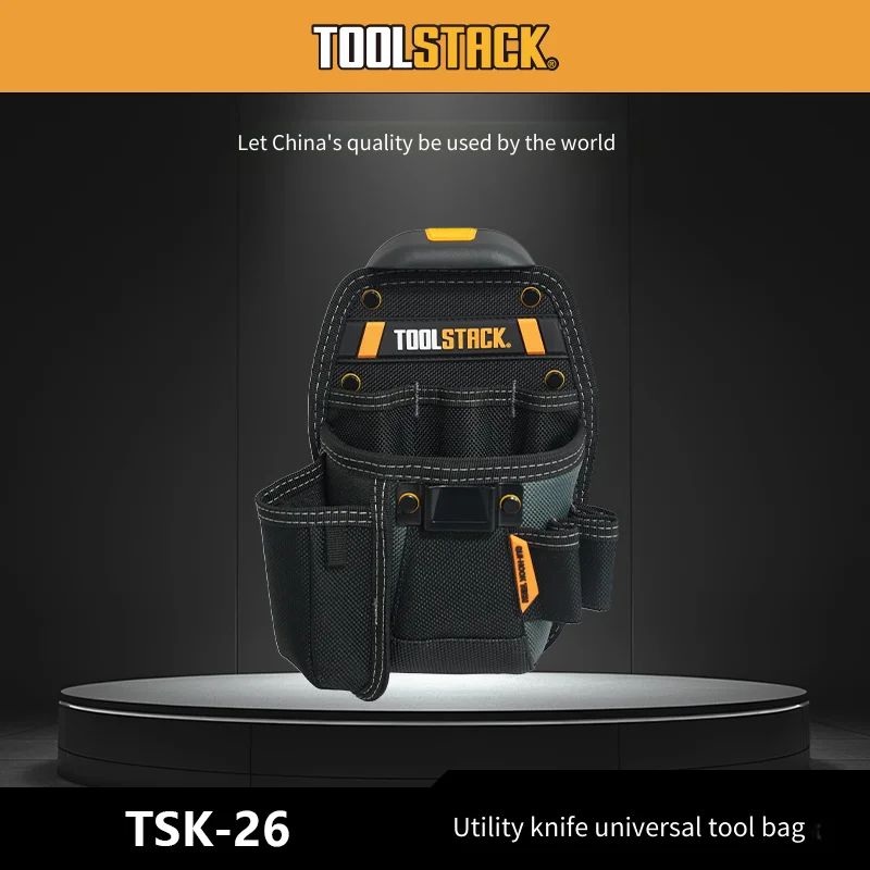 

TOOLSTACK TSK-26 Oxford Fabric Tool Pouch Heavy Duty Utility Knife Pockets Universal Tool Bag Hardware Organizer for Electrician