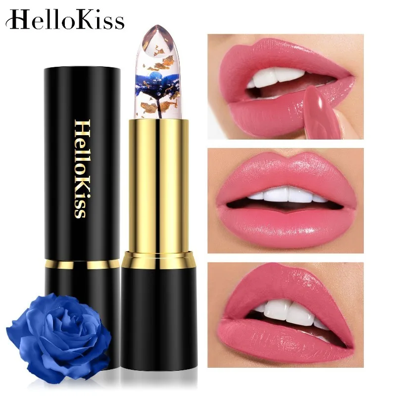 Luxuriöser, farbwechselnder Lippenstift mit Goldfolien-Gelee-Blume, feuchtigkeitsspendender, langanhaltender, nährender Lipgloss für den ganzen Tag