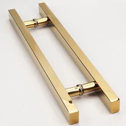 Bright gold bright rose gold thickened stainless steel door handle glass door handle push pull handle square tube(XYLS-011)