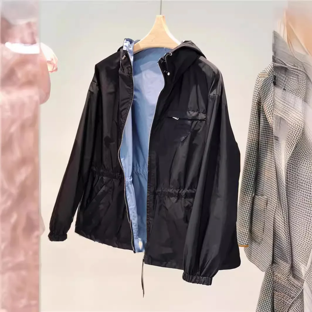 Two Side Wearable Women Slimming Fit Hooded Zipper Thin Trench Coat 2025 New Spring Autumn Hoodie Jacket Lightweight