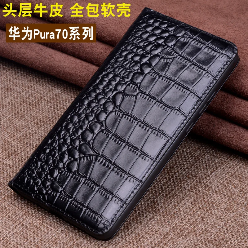 

Wobiloo Luxury Genuine Leather Wallet Cover Business Phone Case For Huawei Pura70 Pro Ultra Credit Card Money Slot Holste Cover