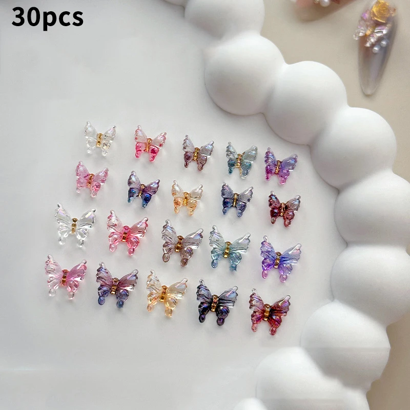 30 قطعة أورورا فراشة مسمار السحر بريق ثلاثية الأبعاد الاكريليك مسمار الفن زينة لوازم المواد مانيكير Kawaii اكسسوارات أجزاء #2
