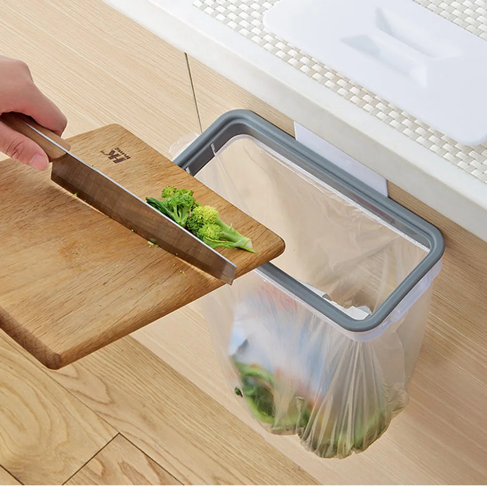 Portable Plastic Garbage Hanging Bag Kitchen Trash Storage Rack Bag Hook Scouring Pad Dry Shelf Holder Kitchen Organzier 2023