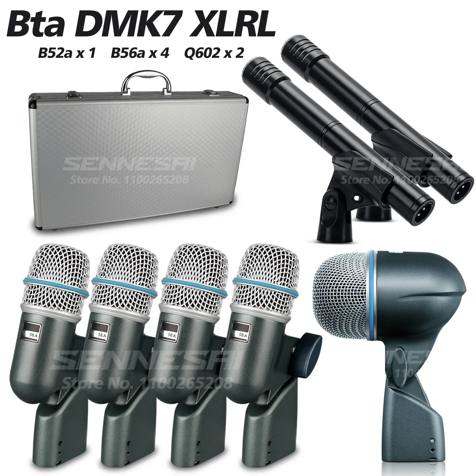 BETA DMK7 7-Piece Wired Dynamic Drum Microphone (Whole Metal)- Kick Bass, Tom/Snare & Cymbals Mic Set-Use,52a 56a 57a