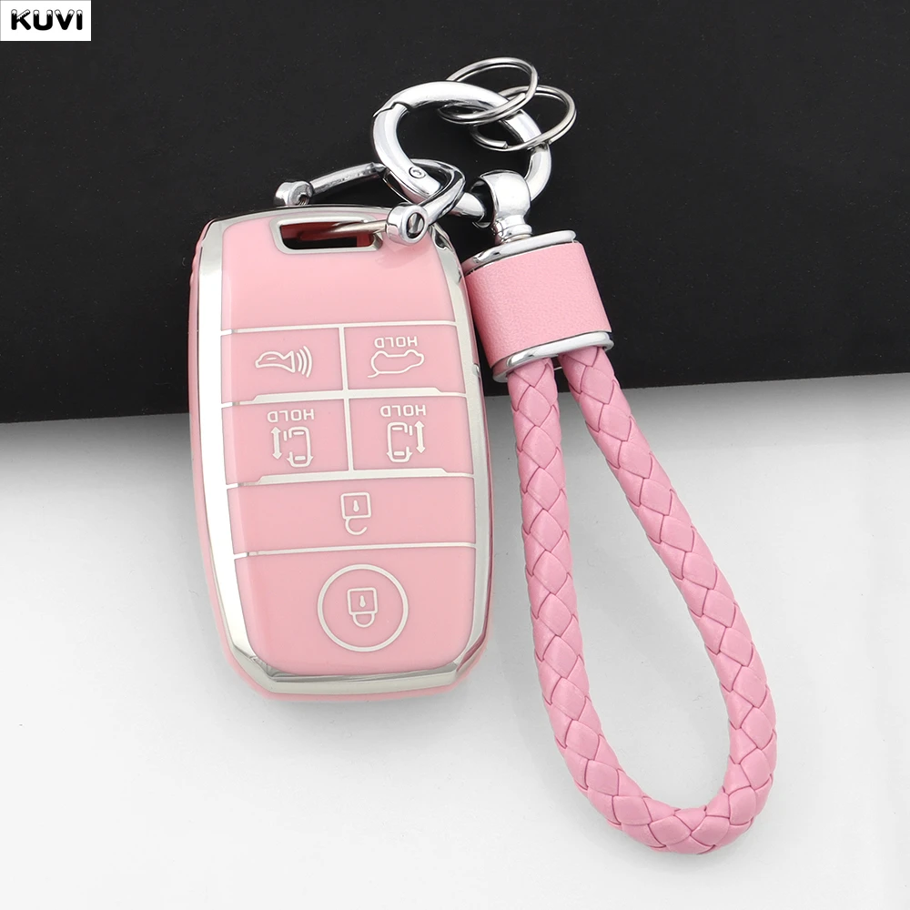 Funda de TPU rosa de 6 botones para llave de coche, carcasa para llavero Kia New Sedona Grand Carnival Snugly Sorento L580 Kia Doule Carnival