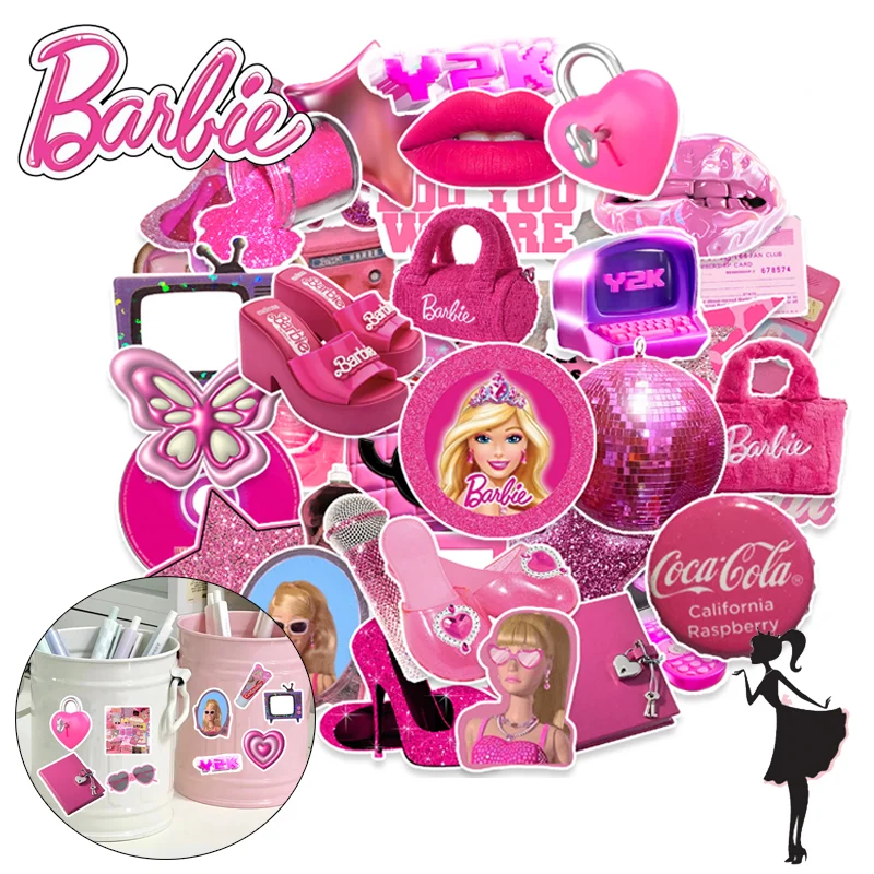 50pcs Barbie Stickers Cartoon DIY Skateboard Laptop Luggage Bike Motorcycle Phone Car Luggage Graffiti Sticker Kids Gifts