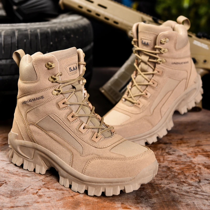 Water proof Hiking Shoes Men High top Boots Outdoor Camping Anti-collision Climb Shoes Lace Up Climbing Trekking Tactics Sneaker