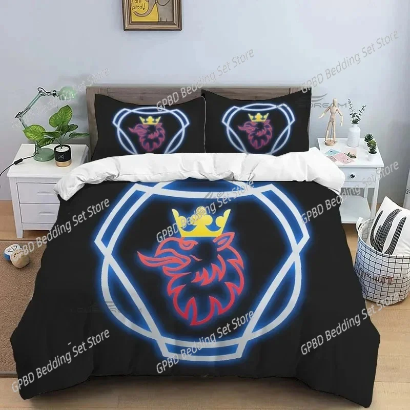 

Eagle Head Truck S-Scania Patterns Comforter Bedding Set,Duvet Cover Bed Set Quilt Cover Pillowcase,King Queen Size Bedding Set