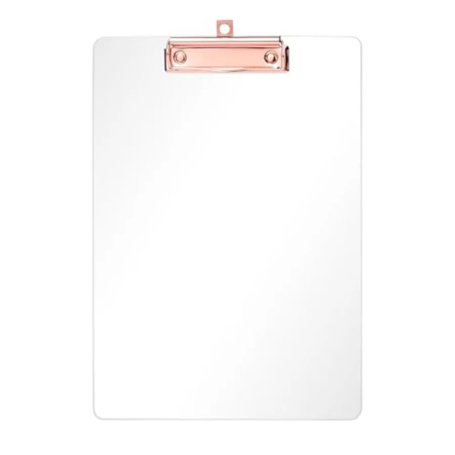

Acrylic Clear Clipboards, 8.5x11 Plastic Clipboard with Gold Strong Clip Hidden Hanging Hole, A4 Letter Size Clipboards for Nur