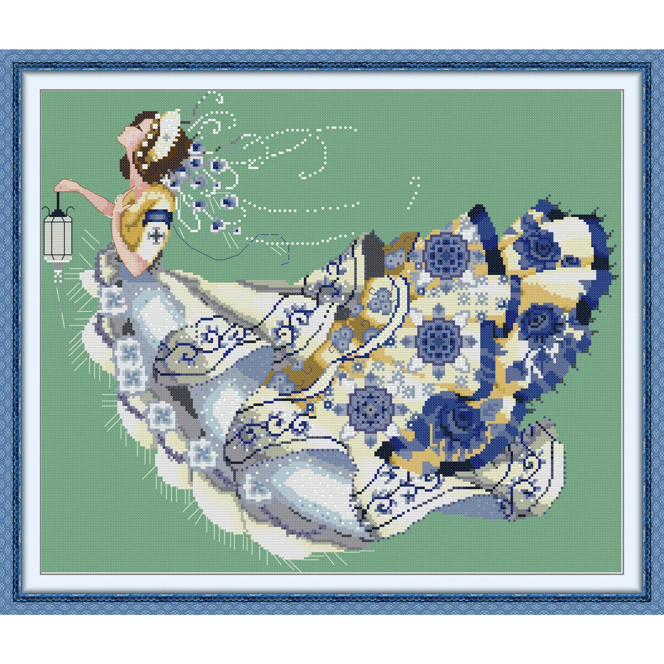 

Joy Sunday Pre-printed Cross Stitch Kit Easy Pattern Aida Stamped Fabric Embroidery Set-Nightingale Fairy