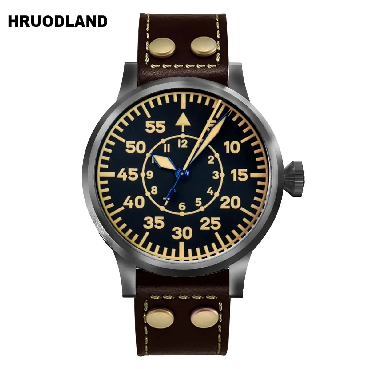 Hruodland 2024 Classical Automatic mechanical watch black Retro shell Sapphire crystal Waterproof reloj hombre watches for men