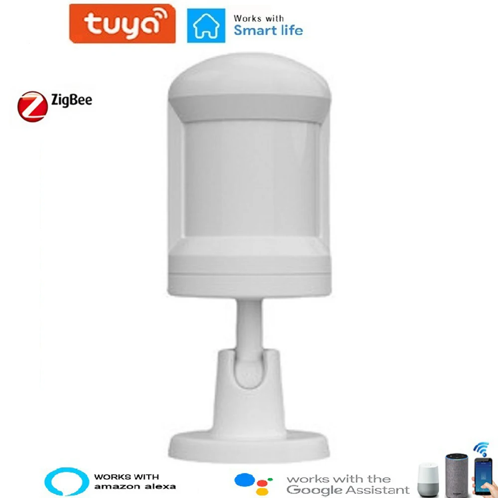 Sensor de movimiento corporal PIR Tuya Zigbee, alarma de 220V, detección de cuerpo humano para Alexa, Google Home, Smart Life con soporte para el pie