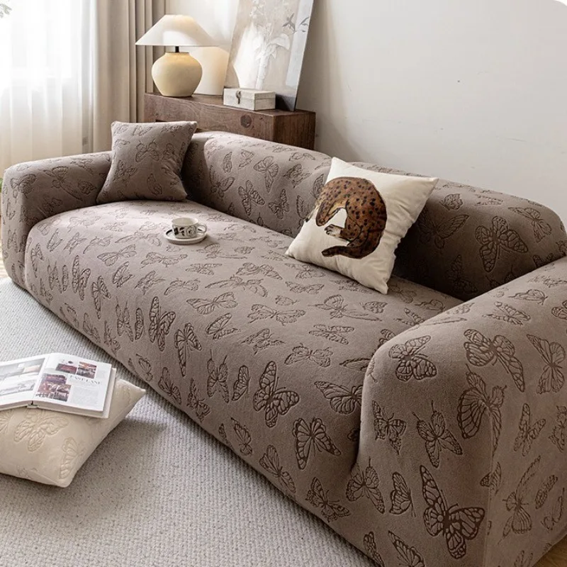 1pc Butterfly Jacquard Elastic Sofa Cover Full Coverage Couch Slipcover Removable Washable Non‑Slip Sofa ProtectorforLiving Room