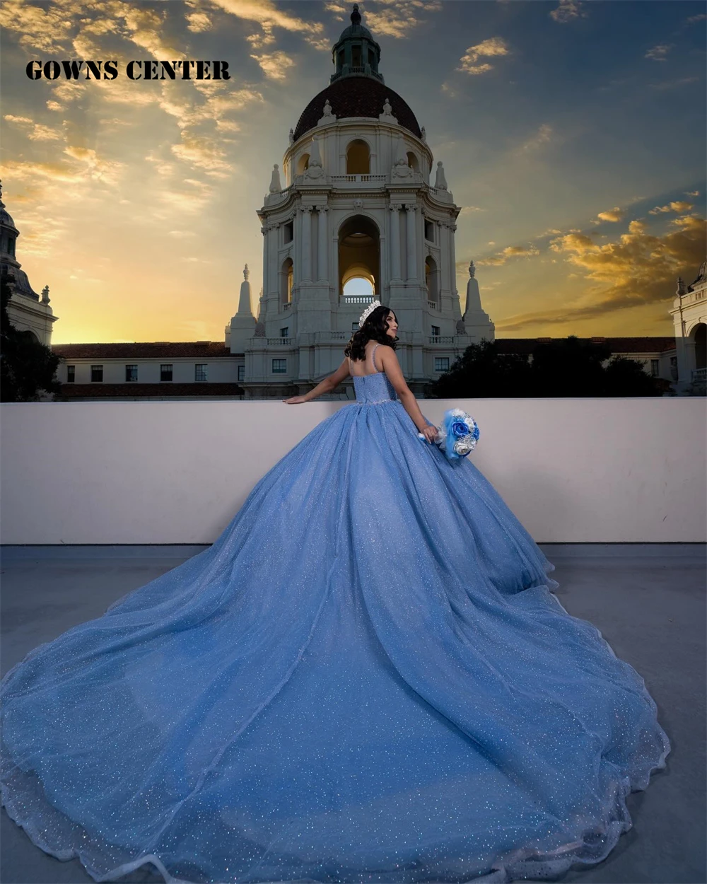 Vestido Quinceanera querida, Vestido de baile, Vestido de formatura com renda, Vestido de baile de aniversário, Azul e doce, 15, 16