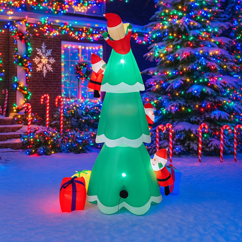 2,4 м/7,8 футов надувная рождественская елка Санта-Клаус подарочные коробки огни светодиодные украшения для дома игрушки двор Рождество праздничное освещение Декор