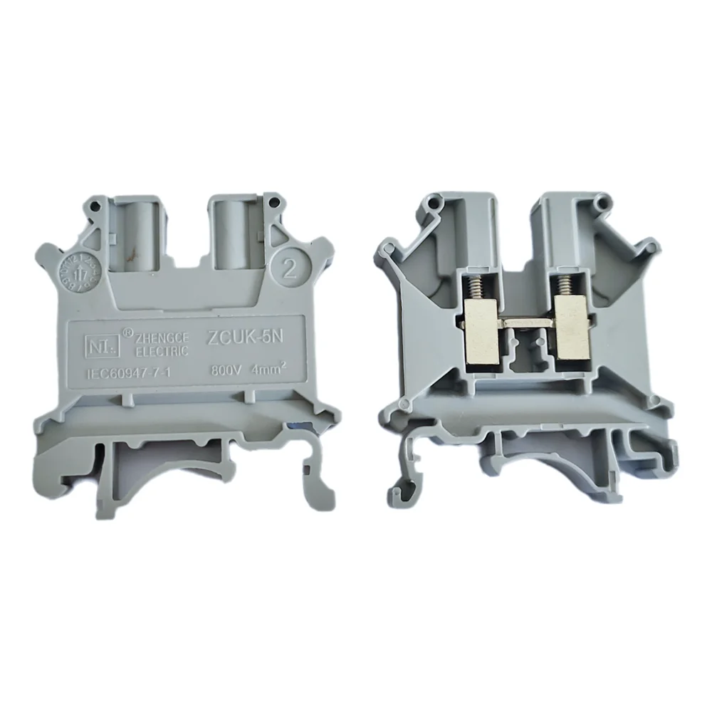 10Pcs UK5N Screw Wire Connector 4mm² Cable Feed-through Connection 12AWG Plug Electrical Mount UK-5N DIN Rail Terminal Block