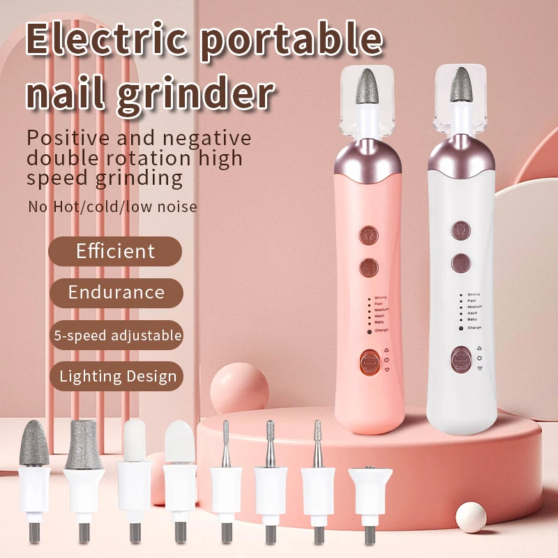 

8-in-1 Electric Nail File Set Electric Manicure Tool Multi Function Silent Manicure Tool Cordl , Rechargeable for Home/Salon Use