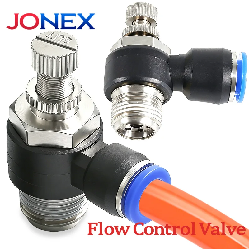 4PCS Pneumatic Flow Regulator Air Manual Speed Controller Throttle Valve Fitting 4mm 6mm 8mm 10mm 12mm M5 1/8 1/4 3/8 1/2 Thread