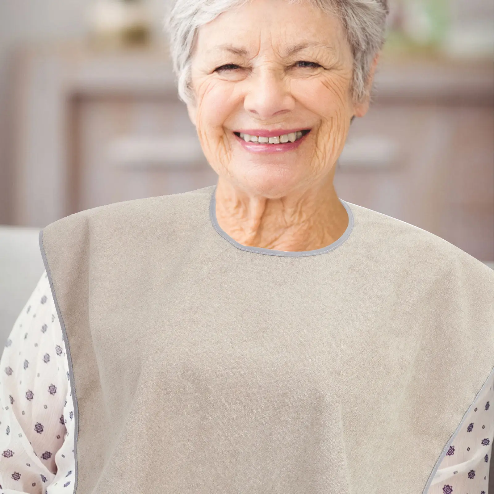 Senior Cloth Bib for Eating Adult Washable Clothing Protector for Elderly Men and Women Bedridden Patients Saliva Absorption