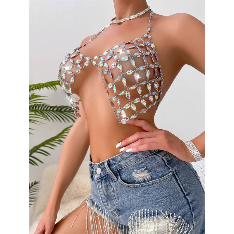 Woman Chest Chain Sexy Bikini Bra Chain birthday Party Dance Body Ornaments Other colors can be customized.
