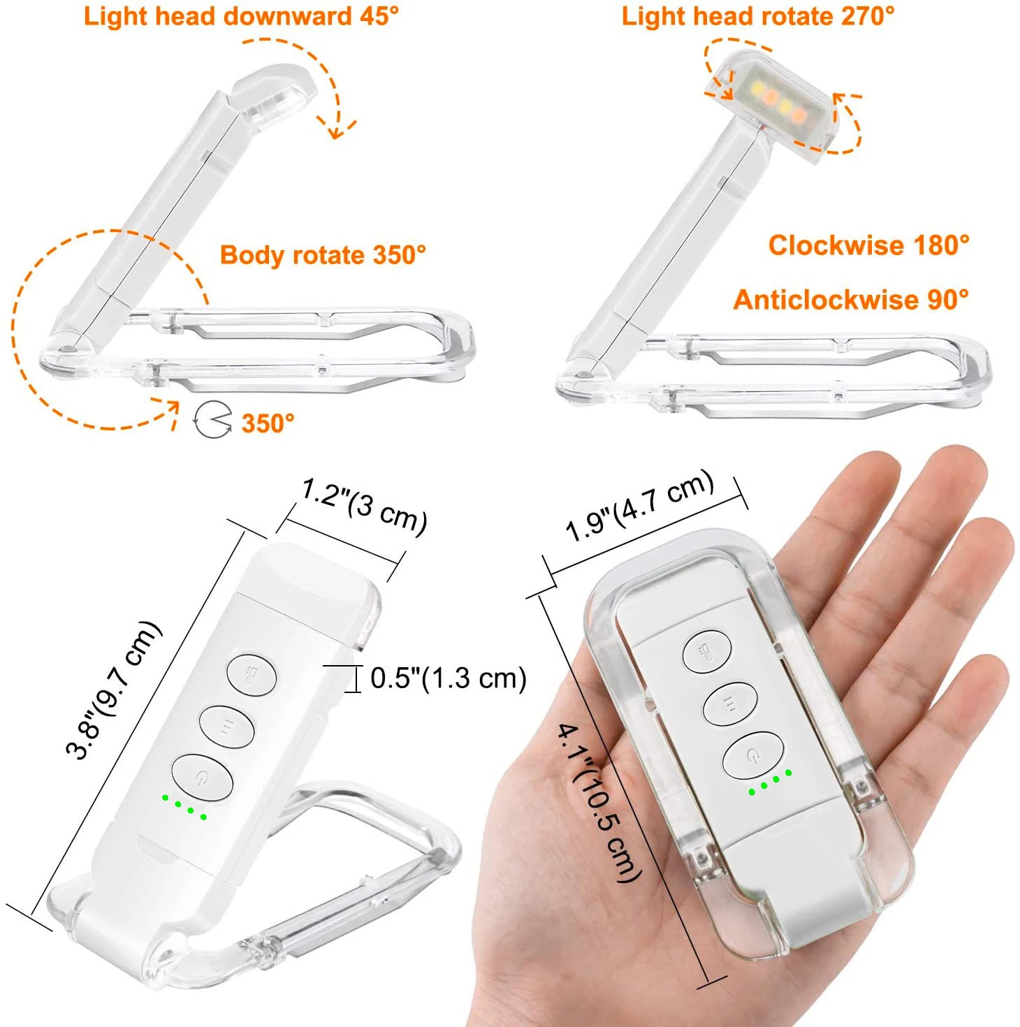 Lampe de lecture LED Rechargeable par USB, veilleuse à intensité variable, corps de lampe PC Portable bleu/blanc pour chambre à coucher et salon