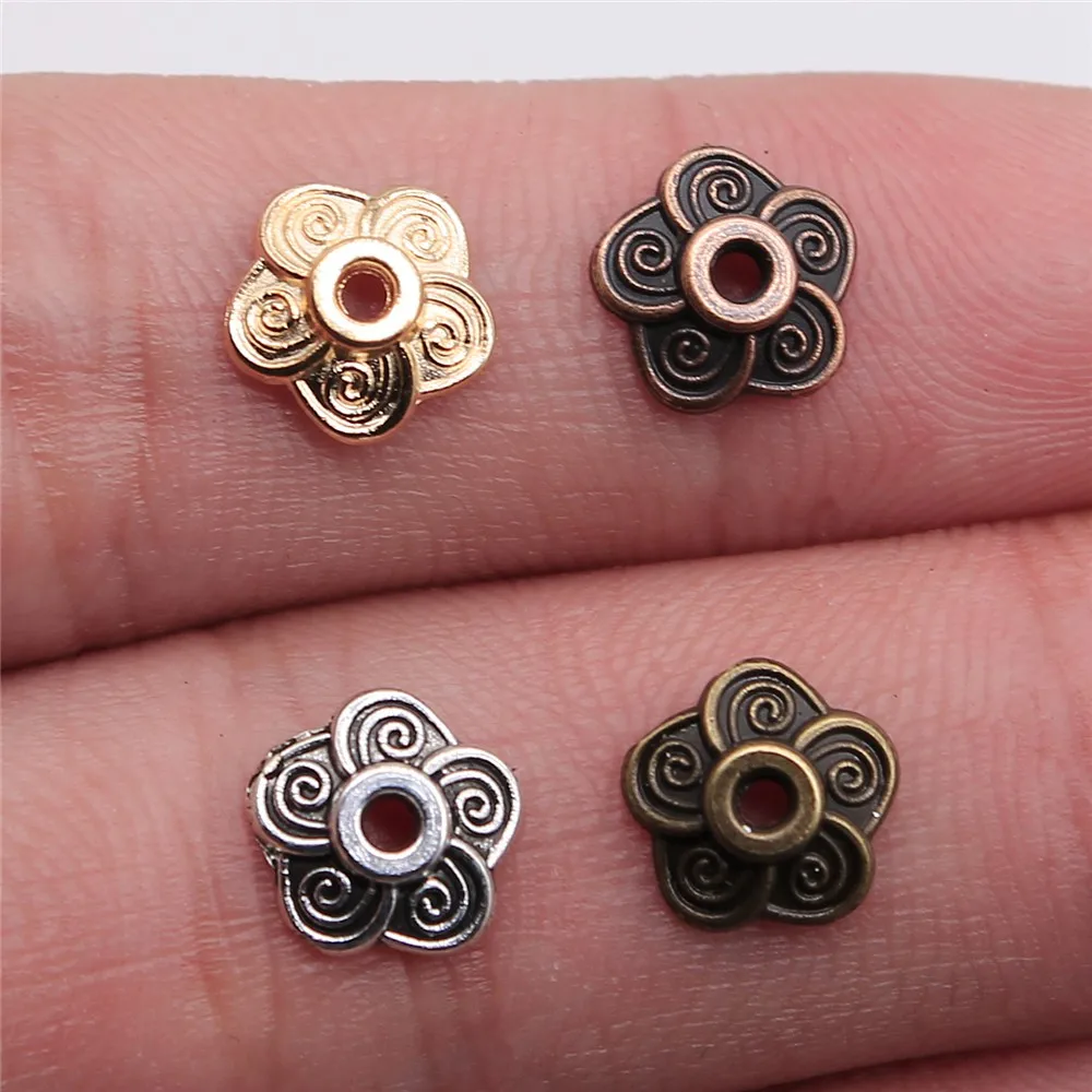 WYSIWYG 100pcs 4 Colors 8x8mm Flower Bead Caps Beads Caps Flower Torus DIY Spaced Apart Jewelry Finding Accessories